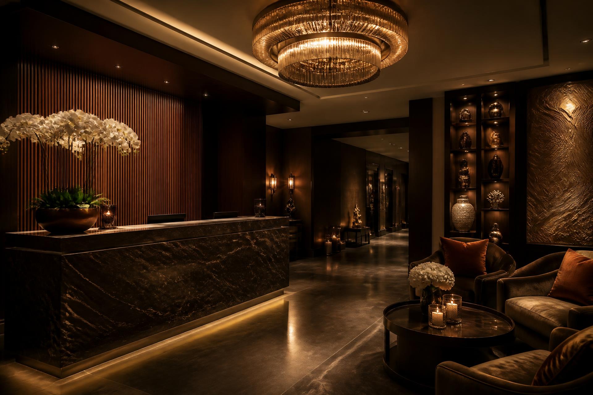 Luxury spa reception interior — Diamond Beauty Spa, Botanical Garden Rd, Gachibowli